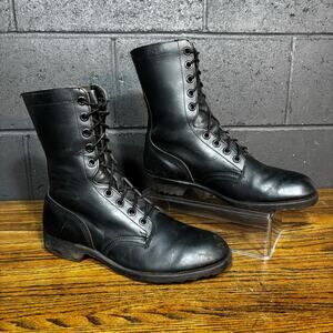 Vintage Military Combat Boots Men’s 10.5R Black Leather Lace Up 1984 USA